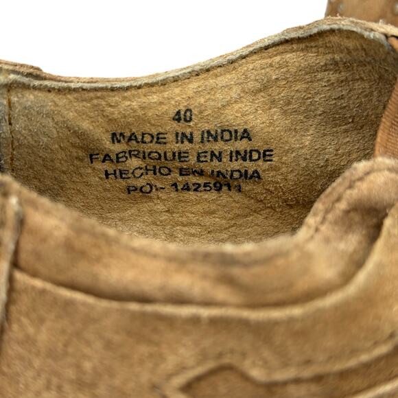 Free People Studded Suede Oxford Shooting Arrows 40 Women's Brown Western Heart - Picture 11 of 12